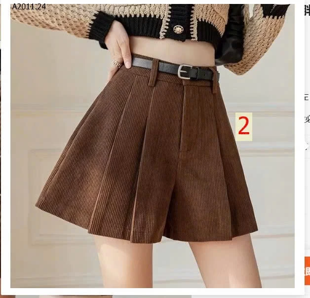 QUẦN SHORT XẾP LY GIẢ VÁY CHO NỮ  k kèm belt  - sỉ 109k