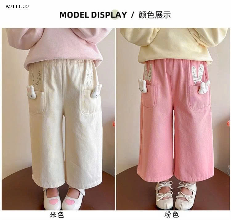 Quần dài cotton thỏ 3D cho bé gái 2025-sỉ 170k