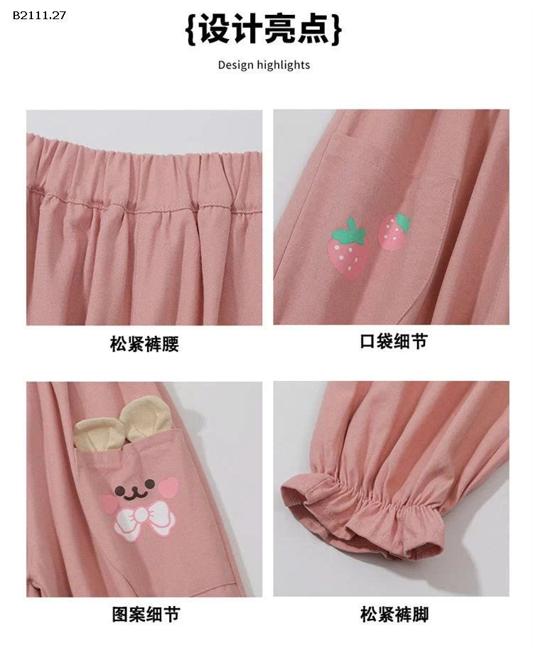 Quần dài cotton tai thỏ 3D cho bé gái-sỉ 163k