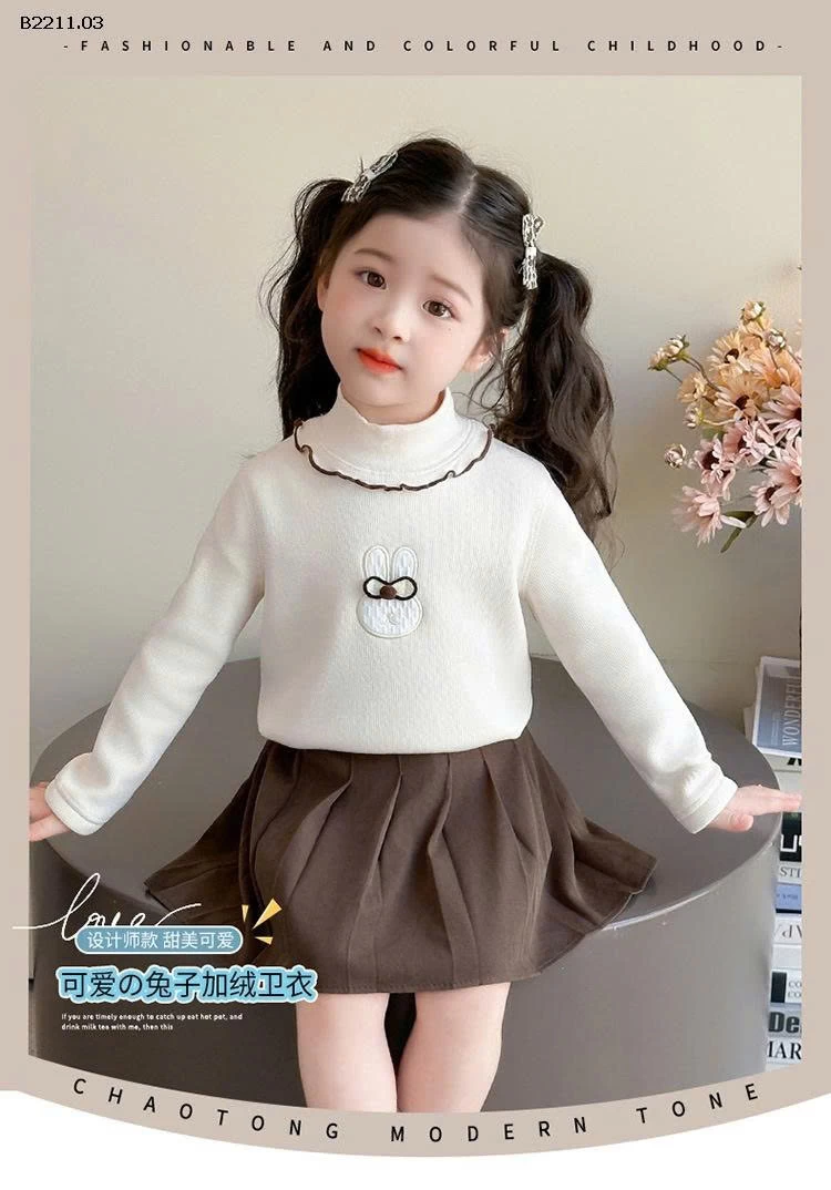 Áo lót lông cừu họa tiết thỏ cho bé gái- giá sỉ 155k