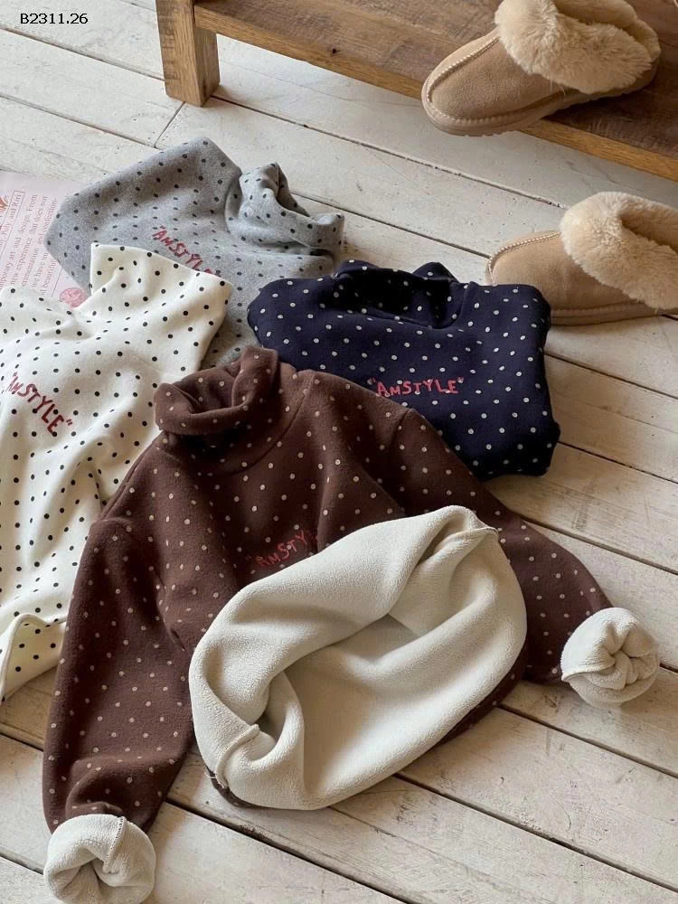 Áo giữ nhiệt cổ lọ chấm bi cao cấp nhà AMBB -Giá sỉ Sz 90-150: 187k Sz 160 : 203k Sz 170  : 219k