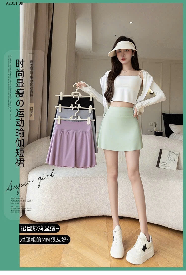 Váy ngắn lưng cao lụa băng THỂ THAO -Giá sỉ 107k