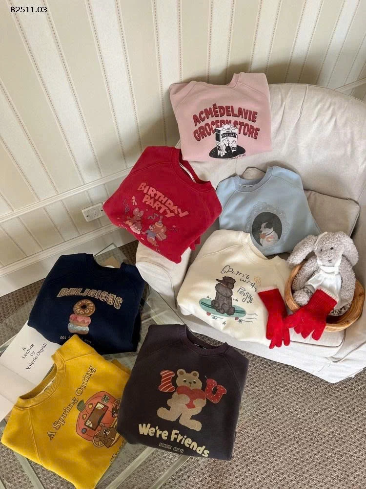 Áo nỉ chui đầu phong cách Hàn Quốc NHÀ AMBB- Giá sỉ  sz 90-150: 163k  sz 160: 175k  sz 170 : 190k