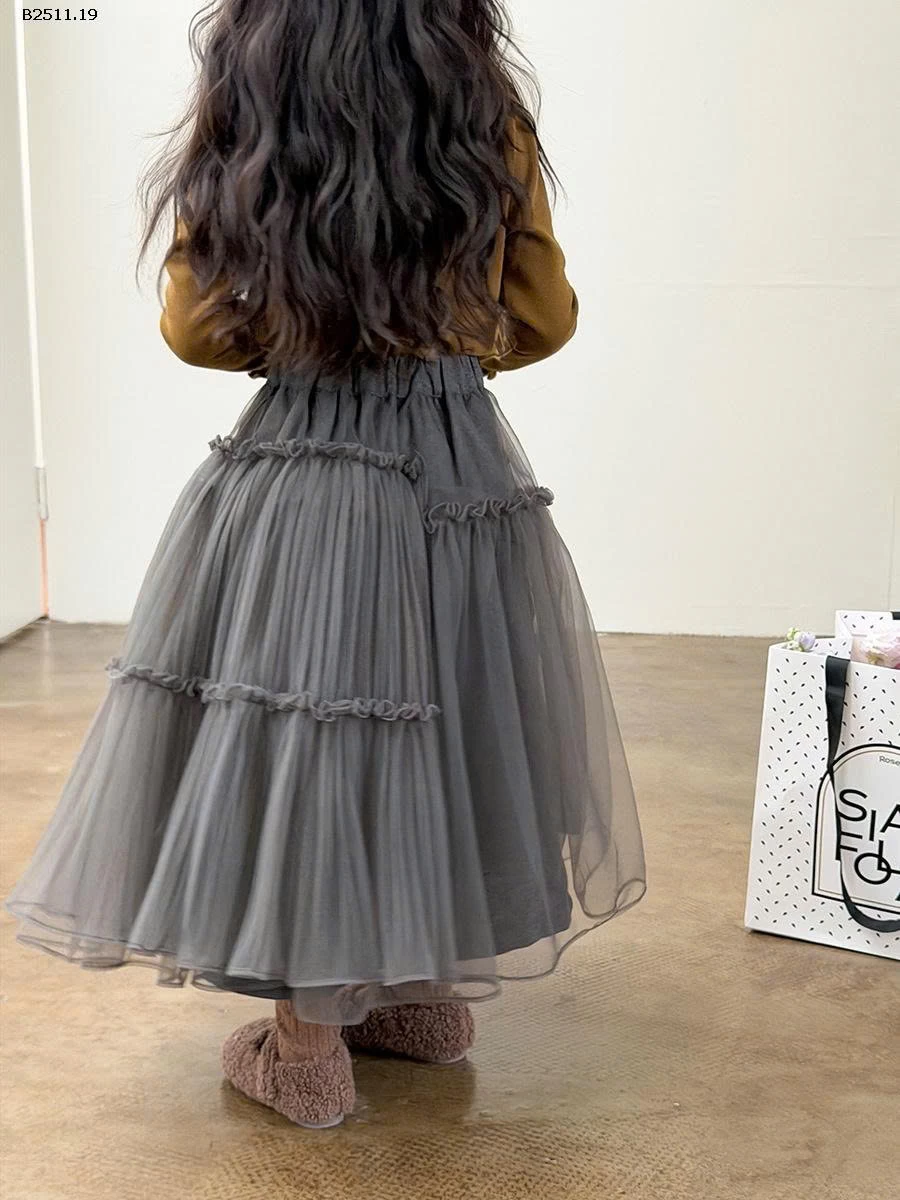 Chân váy lưới dài vừa phải thanh lịch cho bé gái NHÀ AMBB - Giá sỉ  sz 90-150: 198k  sz 160:  215k  sz 170 : 231k