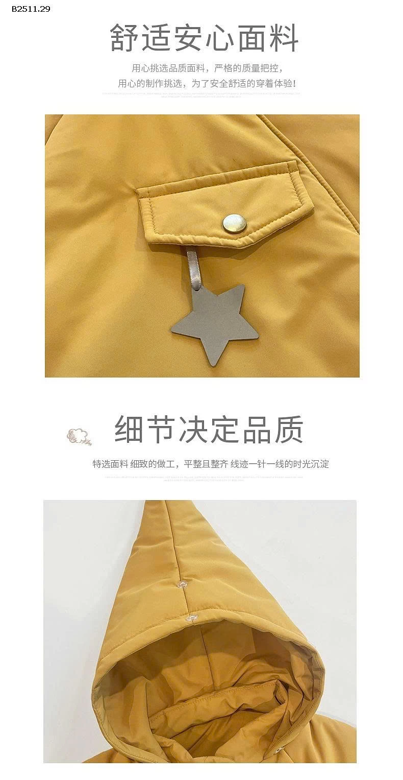 ÁO KHOÁC TRẦN BÔNG MŨ LÔNG BG-Giá sỉ 297k