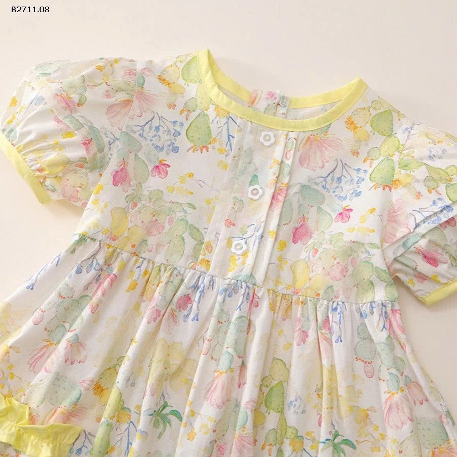 VÁY THÔ HOA NHÍ PHỐI VIỀN PREMIUM- sỉ 130k