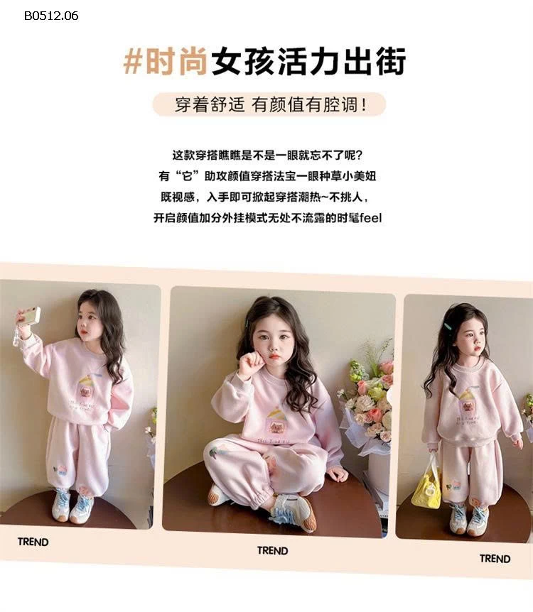 Bộ nỉ bé gái thu đông 2025-sỉ 108k