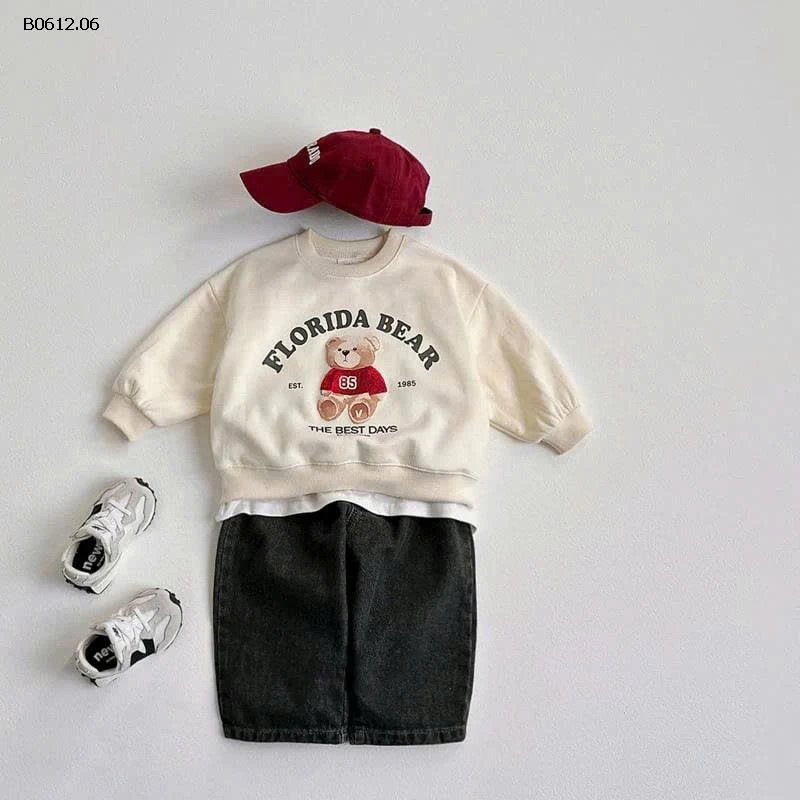 ÁO NỈ IN HÌNH GẤU CHO BÉ -sỉ 177k