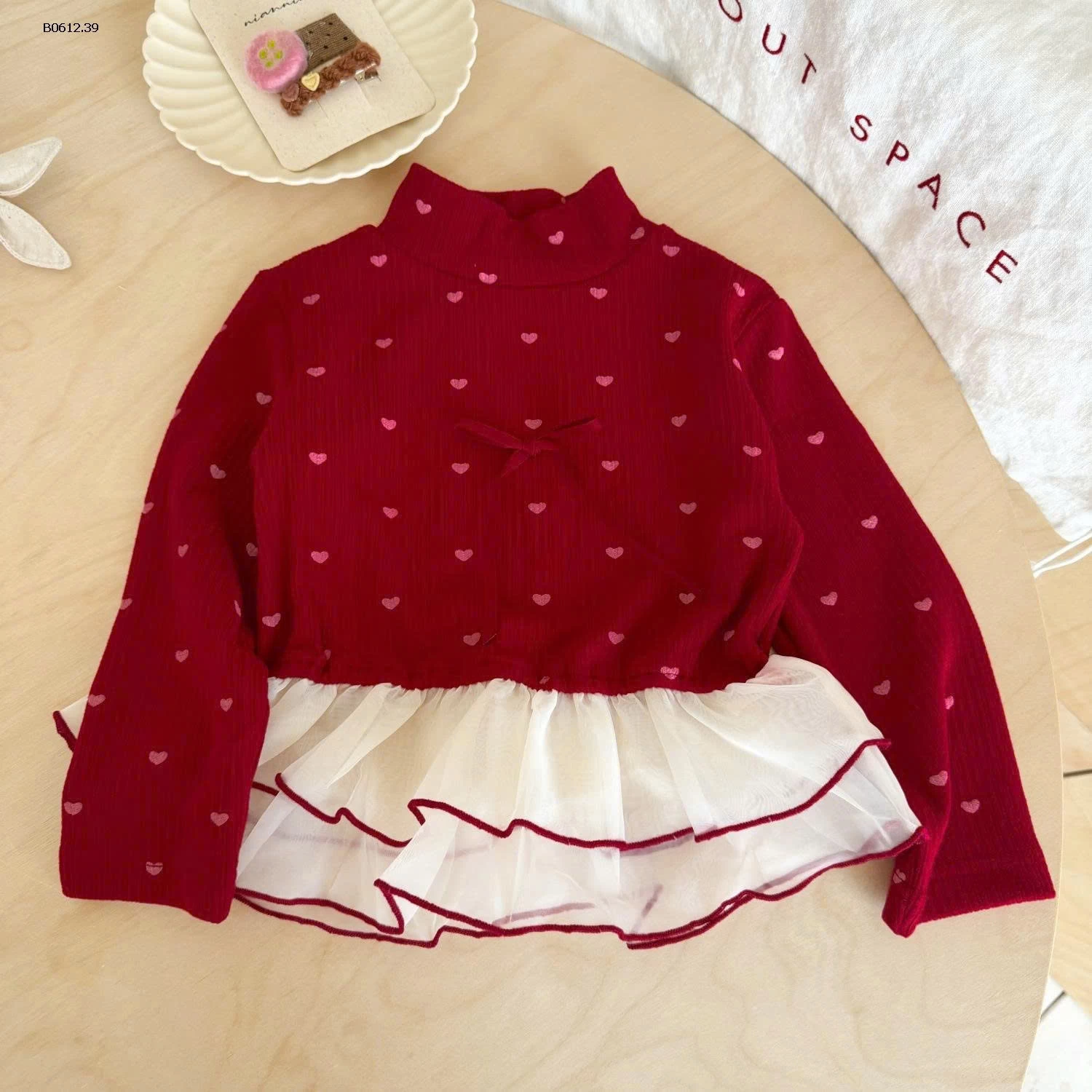 ÁO TRÁI TIM PHỐI VOAN BÈO CHO BÉ  -sỉ 141k