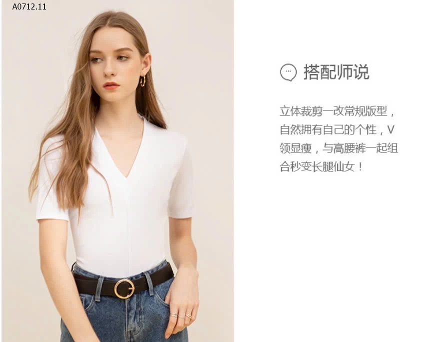 ÁO NỮ CỔ V CANVAUS-sỉ 153k