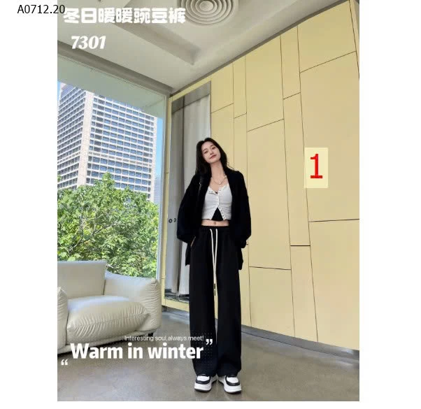 Quần ống rộng nỉ dày giữ ấm-sỉ 190k