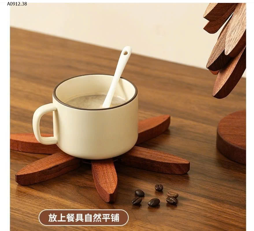 BỘ 5 MIẾNG LÓT BÁT ĐĨA NỒI CỐC CHÉN  BẰNG GỖ -sỉ 68k