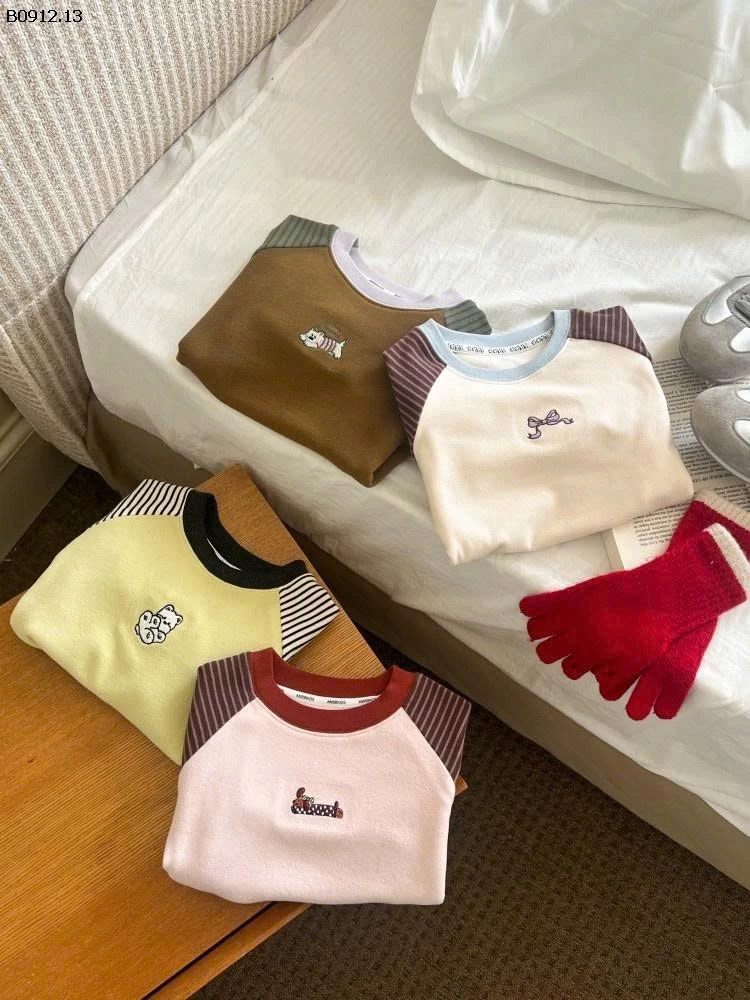 ÁO NỈ TAY PHỐI MÀU AMBB -sỉ Sz 90-150 : 145K                 Sz 160 : 159K                 Sz 170 : 173K