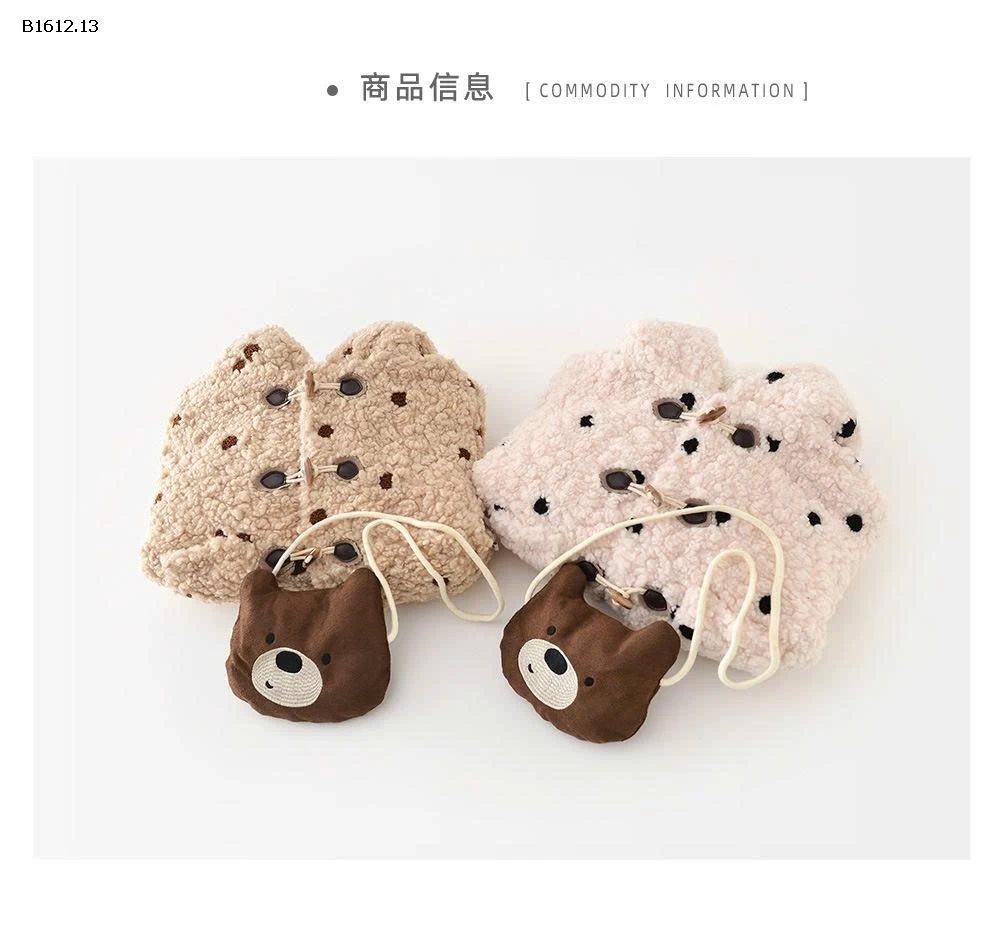 ÁO KHOÁC LÔNG TAI GẤU CHO BÉ - sỉ 330k