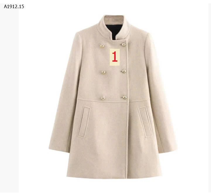  Áo khoác dáng ôm hai hàng cúc kiểu Anh chất liệu vải pha dành cho nữ-Giá sỉ 440k