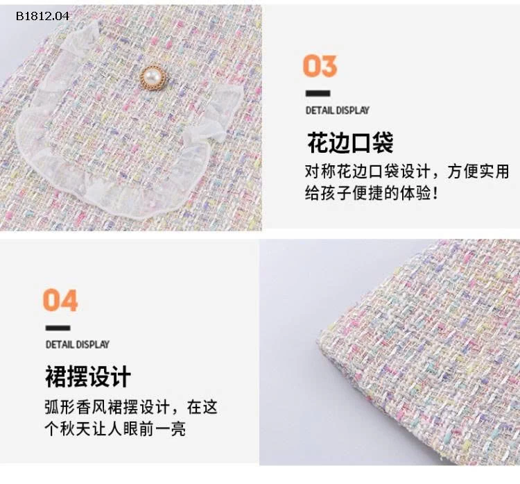 Váy liền bé gái kiểu Little Cha.nell- sỉ 184k