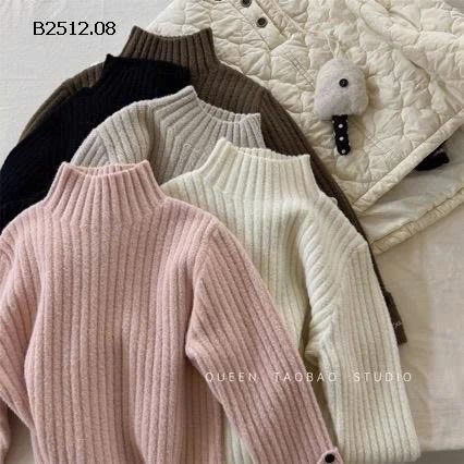 ÁO LEN CỔ CAO PHỐI GÂN MÀU TRƠN CHO BÉ -Giá sỉ 148k