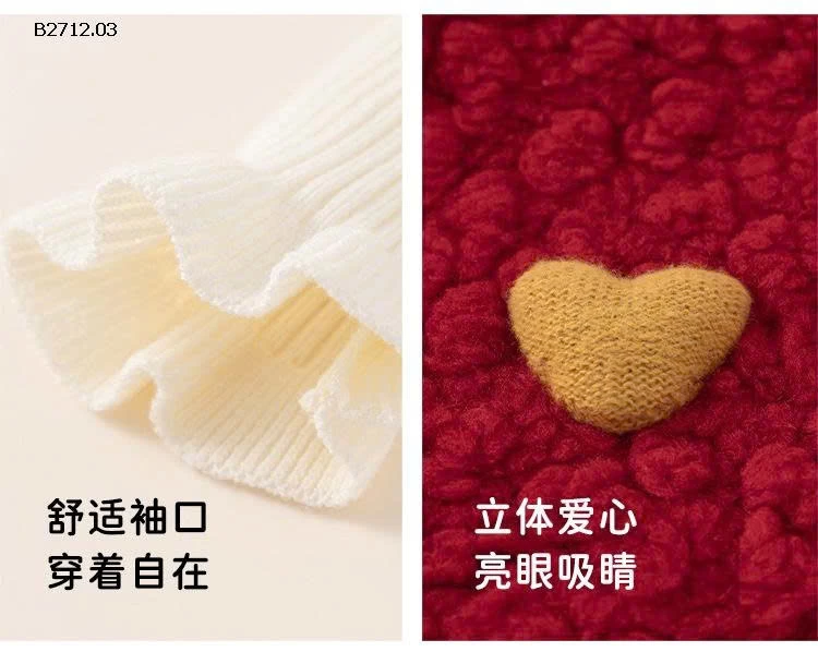 SET ÁO LEN CỔ BÈO MIX VÁY YẾM LÔNG TRÁI TIM MBANG-Giá sỉ 410k