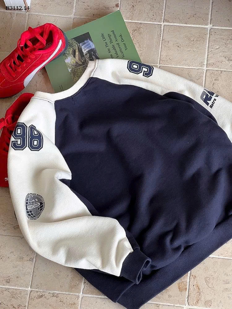 Áo thun nỉ  tay raglan cổ tròn phối màu cá tính  Elmo Baby Kids AMBB4-Giá sỉ  sz 90-150 : 160k Sz 160 : 173k Sz 170 : 188k