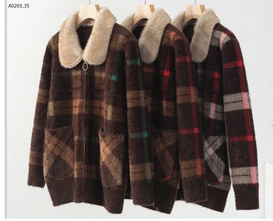 ÁO KHOÁC LEN CỔ LÔNG TRUNG NIÊN - sỉ 327k