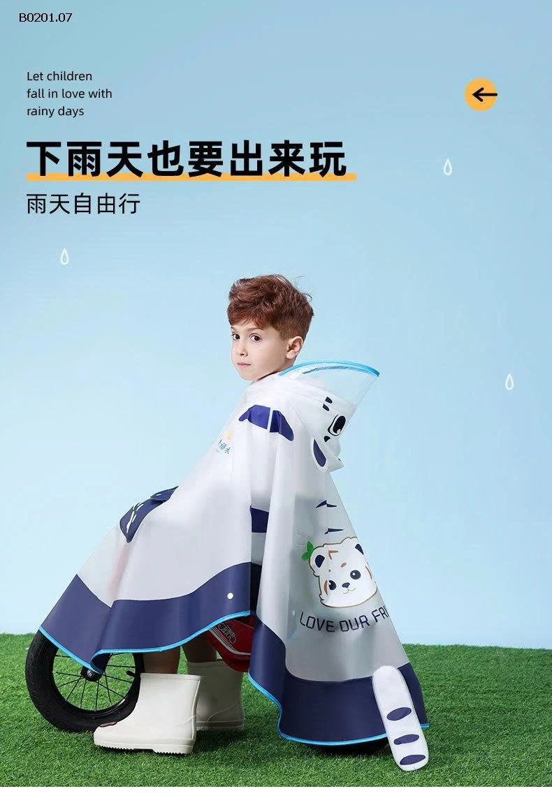 ÁO MƯA CHO BÉ DÁNG CHOÀNG HÌNH THÚ7-Giá sỉ 123k