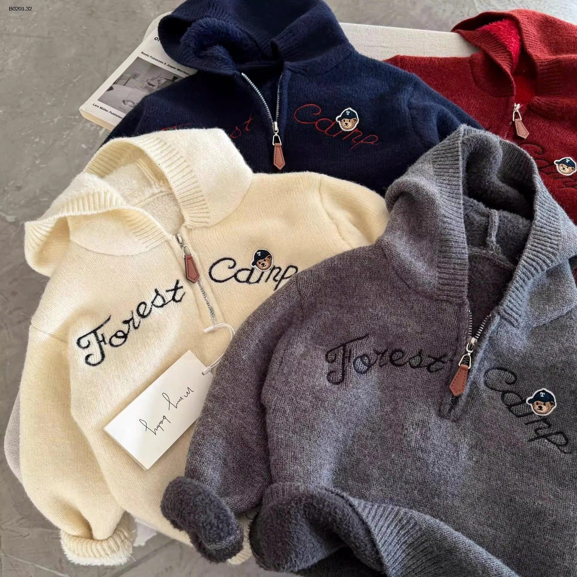 ÁO HOODIE LEN KHÓA CỔ LÓT LÔNG  - sỉ 193k