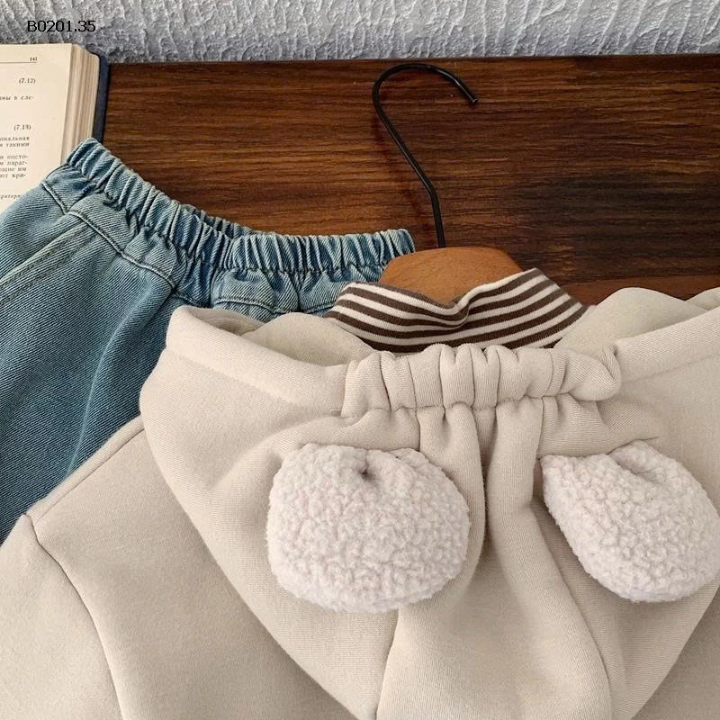 ÁO KHOÁC NỈ LÓT LÔNG CỪU LIỀN MŨ-Giá sỉ 258k