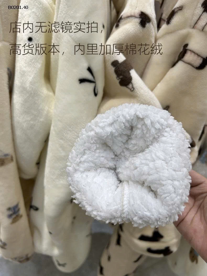 Bộ đồ ngủ mặc nhà cao cấp lót lông cừu kiểu Hàn Quốc- Giá sỉ  sz 90-140  : 207k sz M - L : 285k