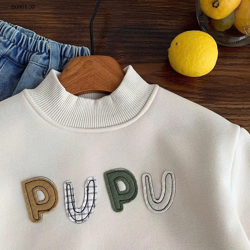 Áo nỉ lót lông cừu cho bé trai, kiểu dáng mùa đông