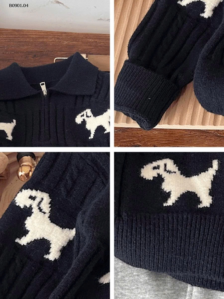 Áo len dệt kim cho bé trai, kiểu Hàn Quốc MUMUYI-Giá sỉ 200k