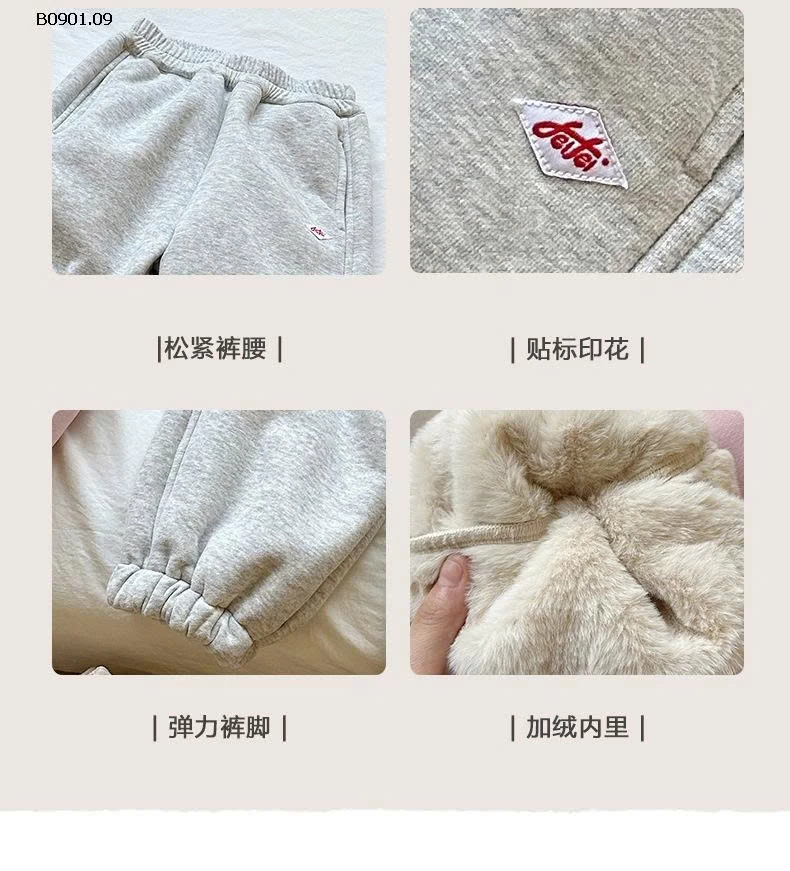 Quần nỉ mùa đông 2025 cho bé gái - Lót lông cừu hiệu Xie Jinmao HSMMC-Giá sỉ 188k