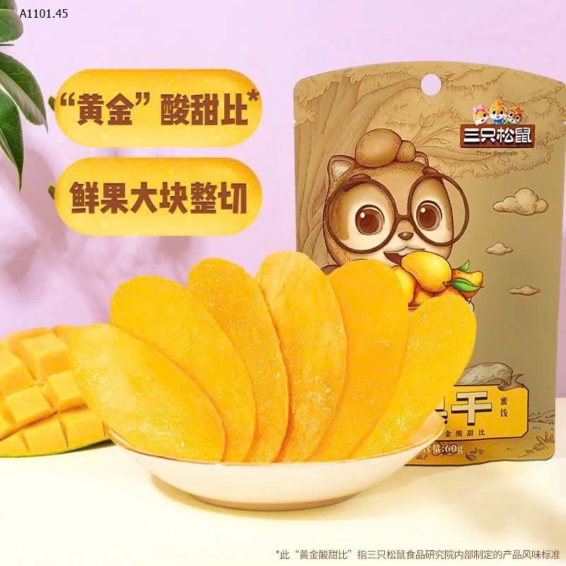 Combo Xoài sấy khô chuẩn chính hãng Ba Con Sóc  - sỉ 110k/set 4 gói