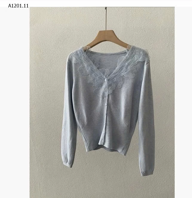ÁO CARDIGAN LEN PHỐI REN HOA CỔ V - sỉ 230k