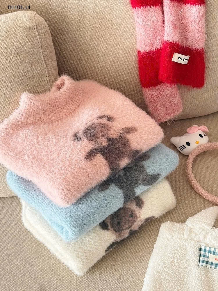 Áo len lông chồn Xie Jinmao cho bé gái- giá sỉ 198k