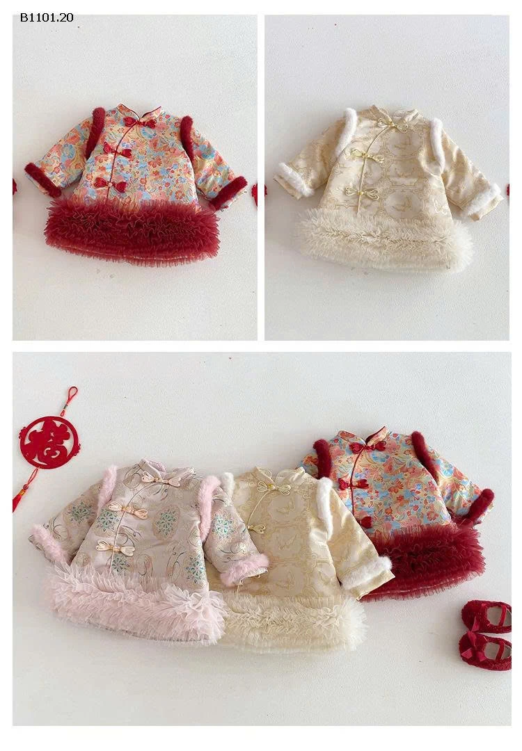 Đầm đón năm mới sành điệu cho bé gái mùa đông dày dặn có đệm - giá sỉ 288k