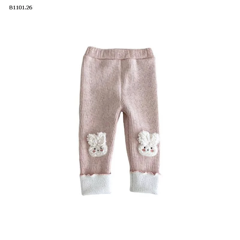 Quần legging hình thỏ cho bé gái, quần nỉ mùa đông dáng rộng cho bé- giá sỉ 142k