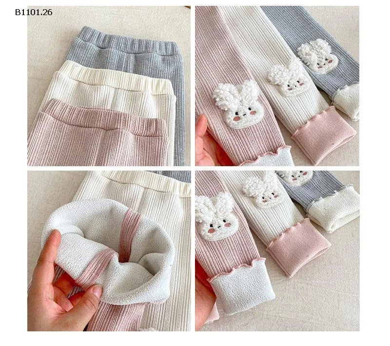 Quần legging hình thỏ cho bé gái, quần nỉ mùa đông dáng rộng cho bé- giá sỉ 142k