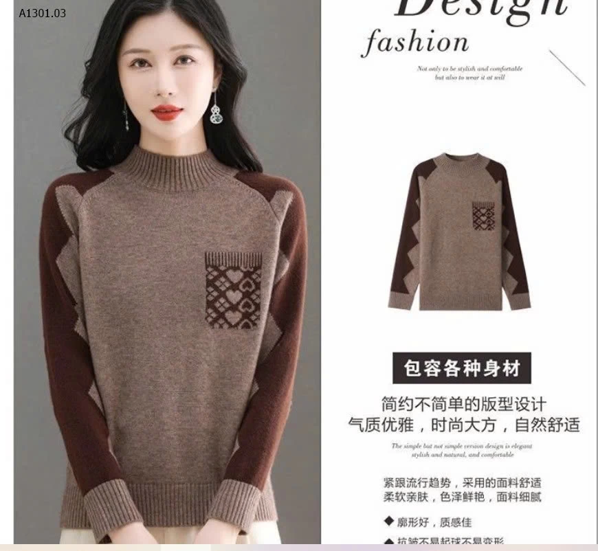 ÁO LEN PHỐI MÀU CỔ LỌ NỮ- sỉ 180k