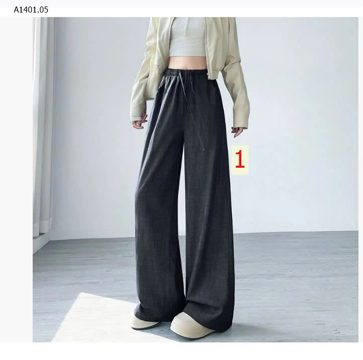  QUẦN ỐNG RỘNG LƯNG THUN GIẢ JEAN - sỉ 235k  