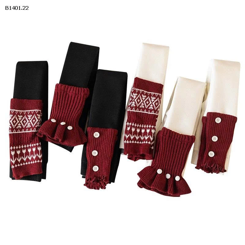 QUẦN TẤT LÓT NHUNG PHỐI ĐỎ-Giá sỉ 128k