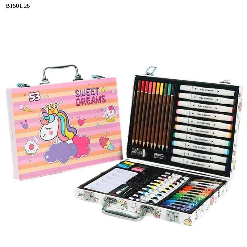 BỘ MÀU VẼ 53 MÓN CHO BÉ – VALI SÁNG TẠO ĐA NĂNG  - sỉ 129k