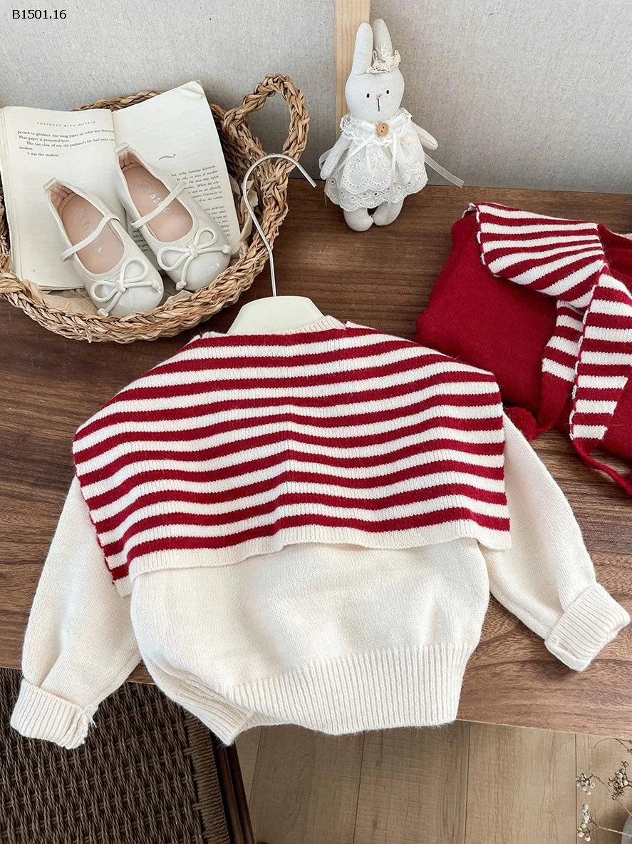 ÁO LEN KÈM KHĂN BÉ GÁI-Giá sỉ  sz 90-150 : 157k sz 160-170 : 175k