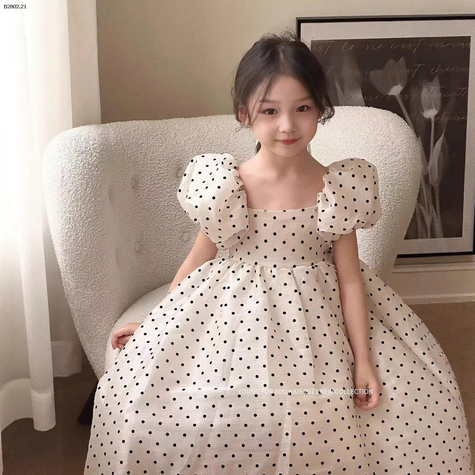 VÁY CÔNG CHÚA CHẤM BI BG- sỉ 215k