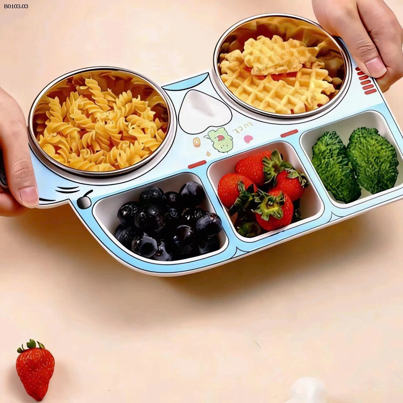 KHAY ĂN CHO BÉ HÌNH XE KÈM THÌA DĨA - sỉ 115k