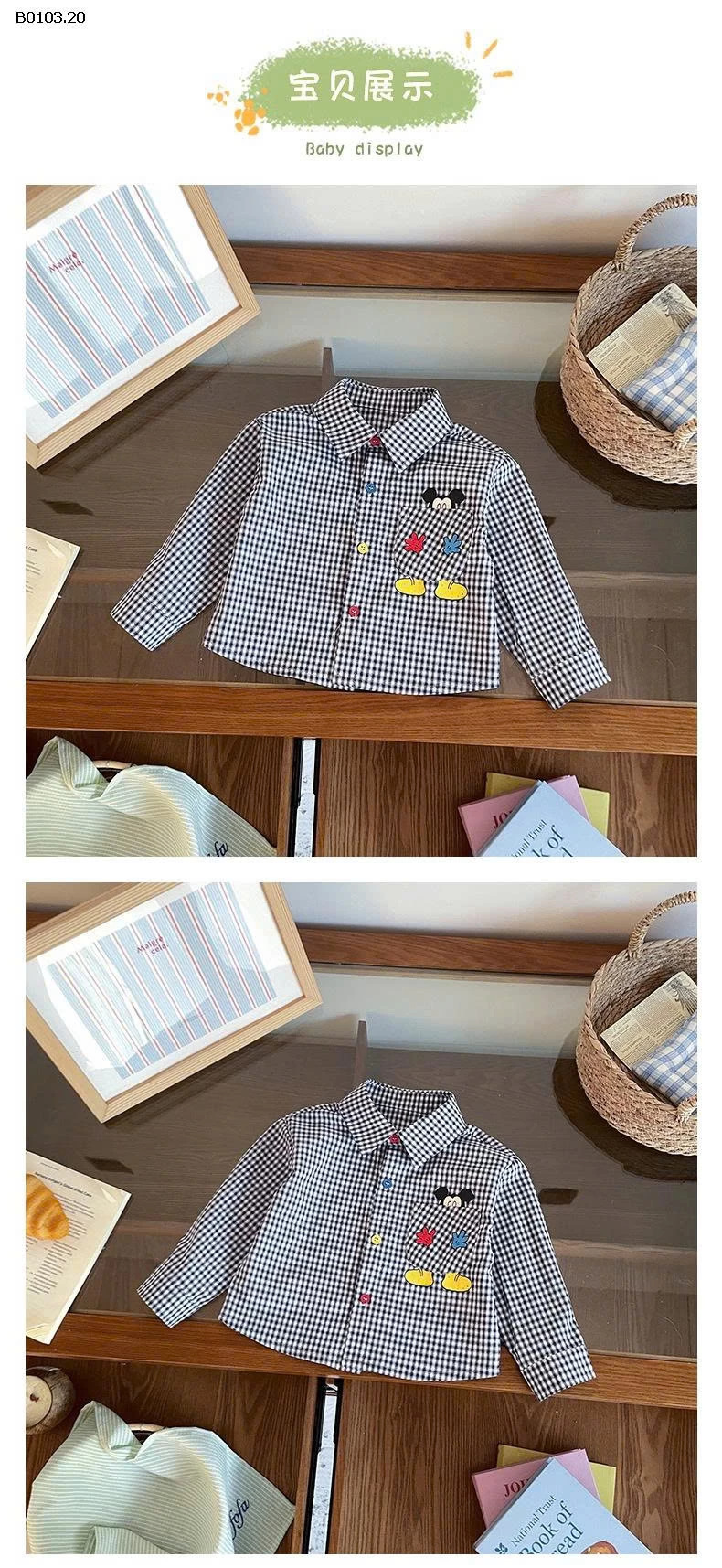 ÁO SƠ MI MICKEY KẺ CARO BT - sỉ 149k