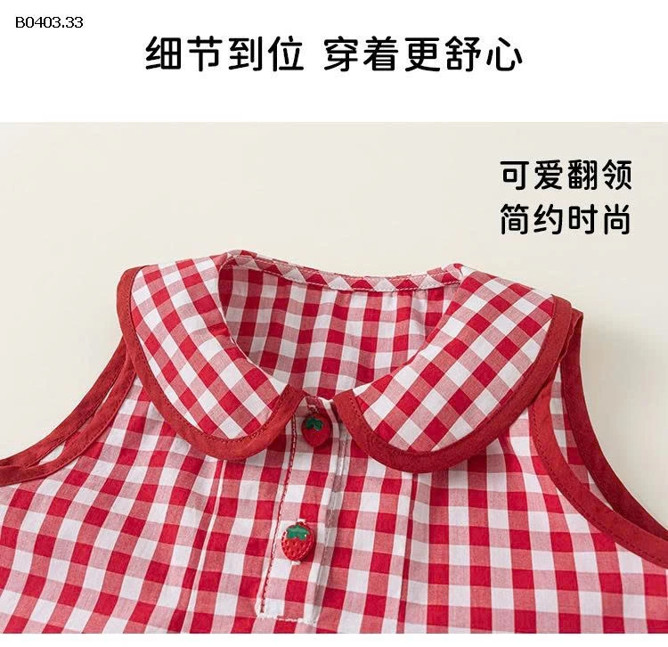 VÁY SÁT NÁCH KẺ CARO HÌNH DÂU TÂY CHO BG- sỉ 225k