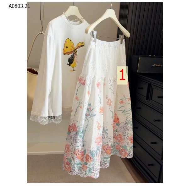 CHÂN VÁY HOA PHỐI REN ANNA - sỉ 180k