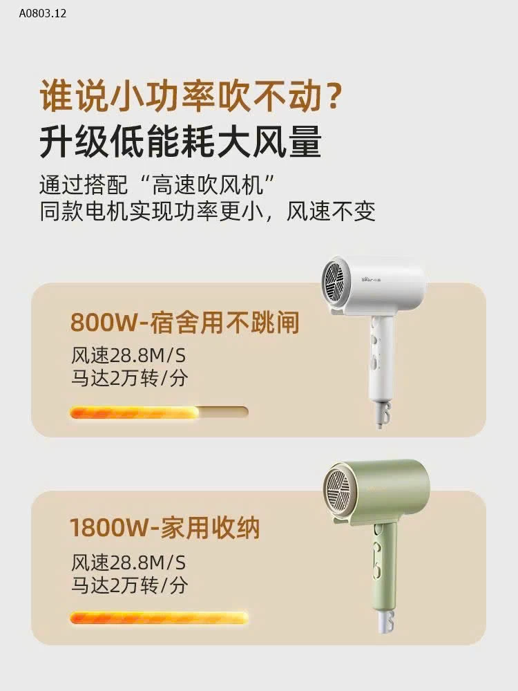 MÁY SẤY TÓC BEAR GẤP GỌN THẾ HỆ MỚI 128 TRIỆU ION ÂM GIÚP NUÔI DƯỠNG TÓC - sỉ 350k