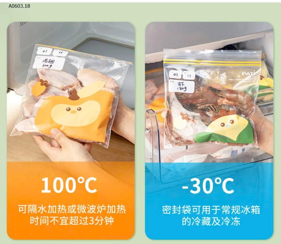 SÉT 3H TÚI ZIP TRỮ THỰC PHẨM- Giá sỉ 98k/set 3 hộp