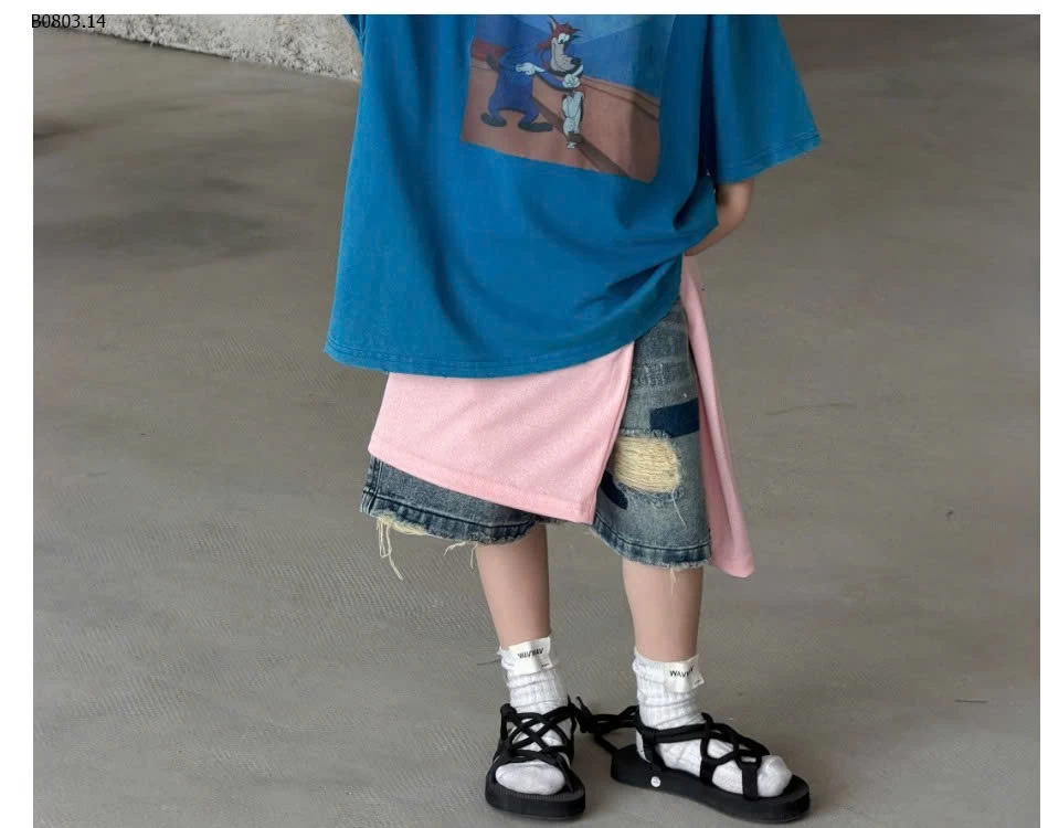 ÁO THUN XANH MIX SHORT VẢY SƠN- Giá sỉ áo 185k, quần 195k